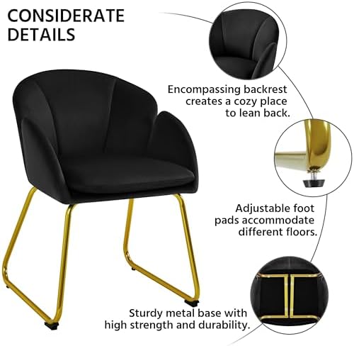 Yaheetech Flower Shape Vanity Chair with Petal Armrests, Black