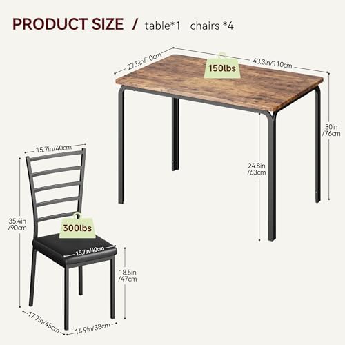 GarveeHome 5-Piece Kitchen Dining Room Table Chair Set for Small Space, Indoo...