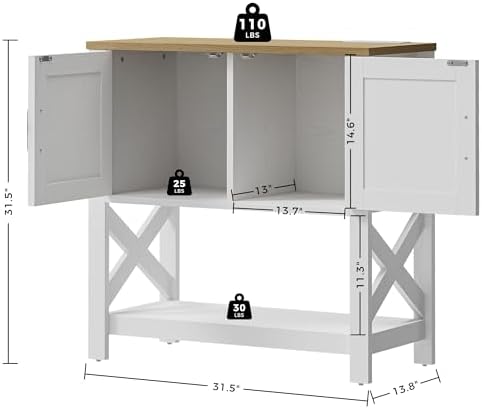 IRONCK Console Table with Storage Cabinet, 32" Entryway Table with Outle...
