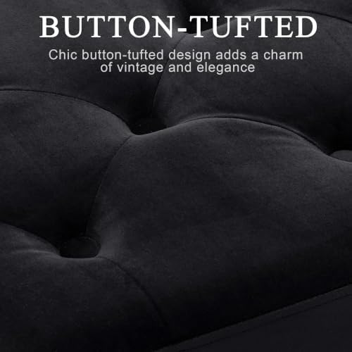 DUHOME Button-Tufted Ottoman Bench, Upholstered Bedroom Benches Velvet Footre...