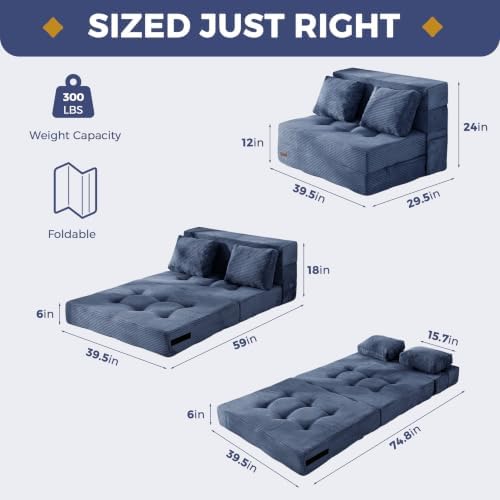 MAXYOYO Convertible Sofa Bed, Fold Out Sofa Couch with Pillow for Adults | Lo...