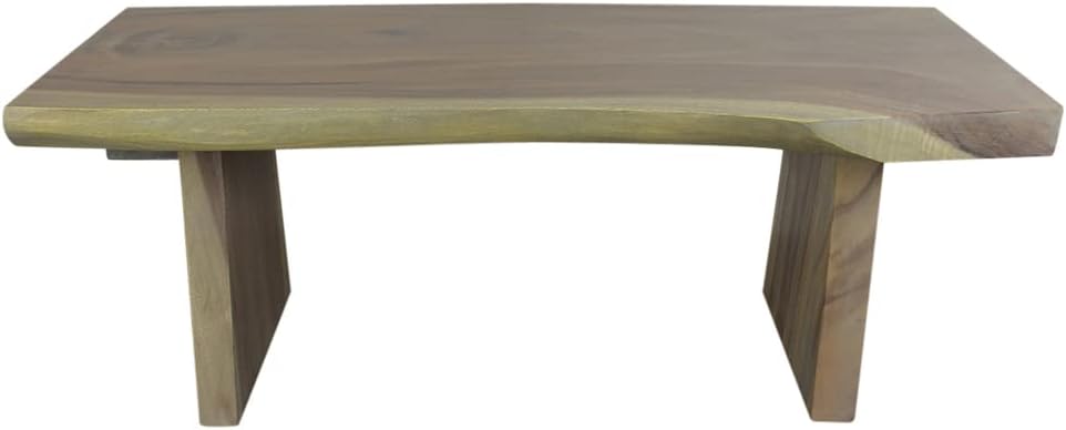 Haussmann Natural Edge Solid Wood Bench, Grey, 48x18x18 in