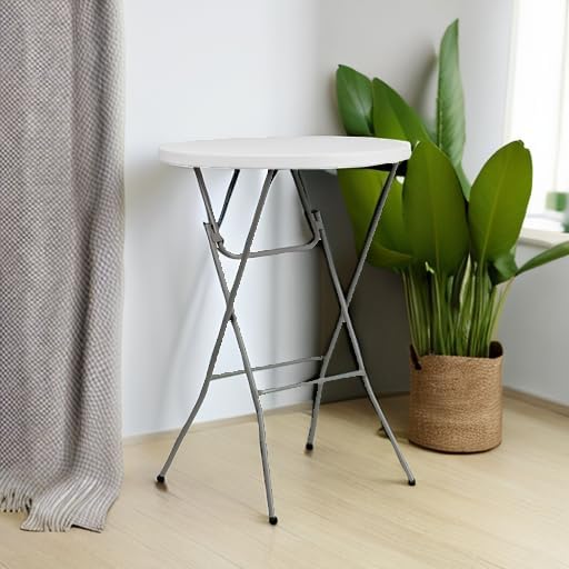 Flash Furniture 2.6-Foot Round Granite White Plastic Folding Table