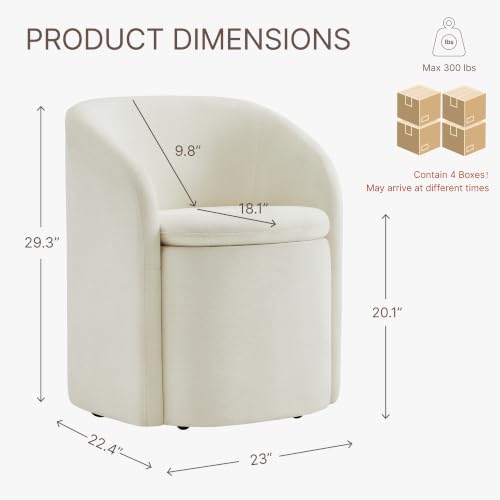 KISLOT Upholstered Dining Chairs with Casters, No Assembly Rolling Modern Din...