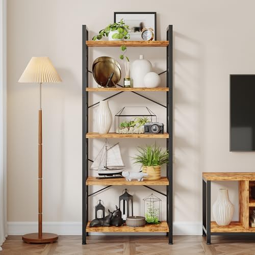 DurayLoly 5-Tier Book Shelf for Living Room, 64.96" H Open Display Bookcase