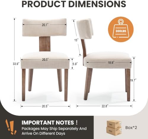 RIVOVA Mid Century Modern Dining Chairs Set of 4 Upholstered Linen Fabric Din...