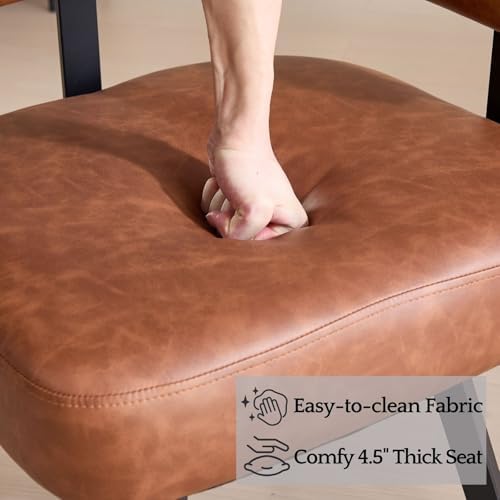 LukeAlon PU Leather Dining Chairs Set of 4, Simple Upholstered Side Chair wit...