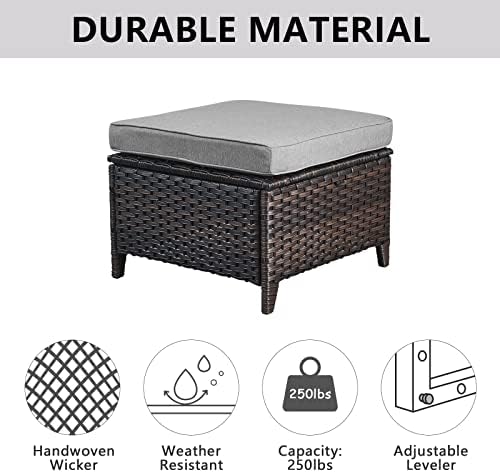 Belord Outdoor Furniture Ottoman Set of 2 Patio Seating Footstool All-Weather...