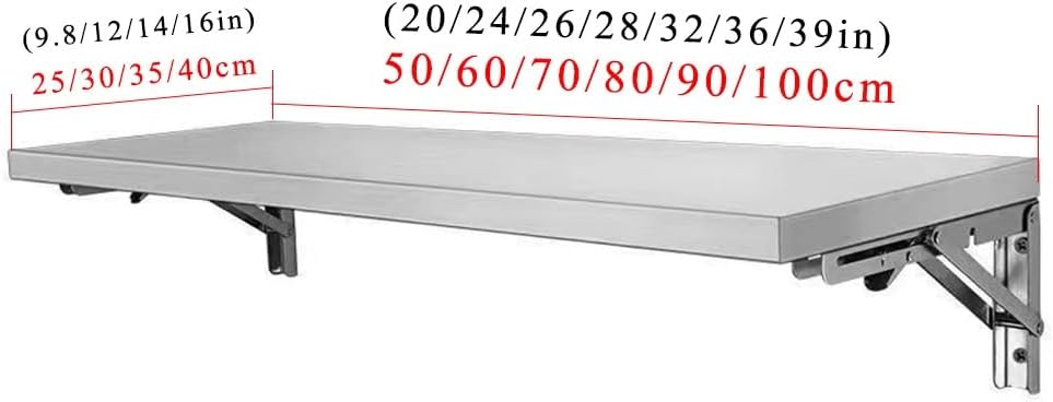 Laundry Folding Table Stainless Steel Wall Mounted Workbench, Desk Concession...