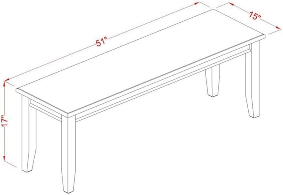 East West Furniture DUB-MAH-W Dudley Dining Table Bench with Wooden Seat, 51x...