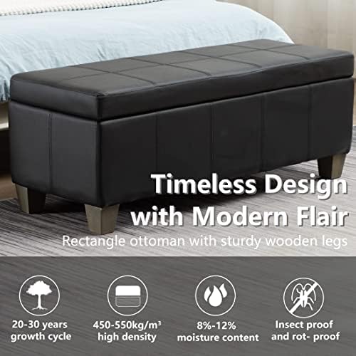 41" Storage Ottoman, Storage Bench with Safety Hinge, Upholstered Synthe...