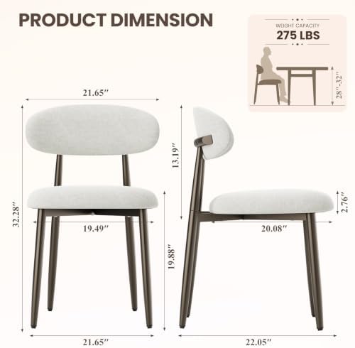 MALOL Dining Chairs Set of 2, Upholstered Kitchen & Dining Room Chairs wi...