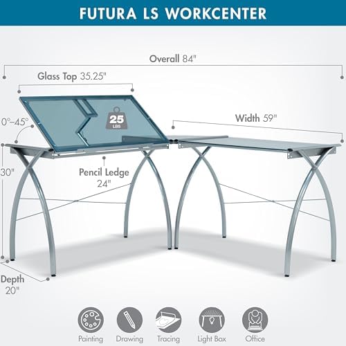 SD STUDIO DESIGNS Futura LS WorkCenter with Tilt Top Adjustable Drafting Tabl...