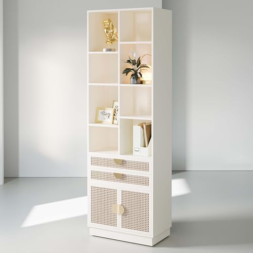 ModernMate Bookcase with 2 Drawers and Doors, 8 Storage Cubes