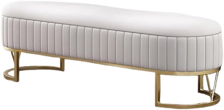 Modern Storage Bench Upholstered Bedside Stool with Metal Legs Modern for Liv...