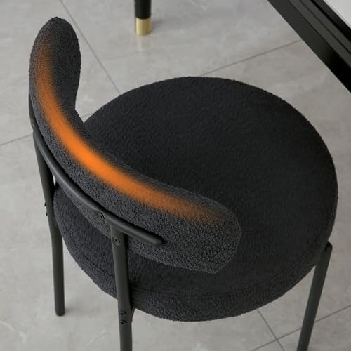 DYHOME Boucle Dining Chairs Set of 4, Upholstered Dining Room Chairs Black