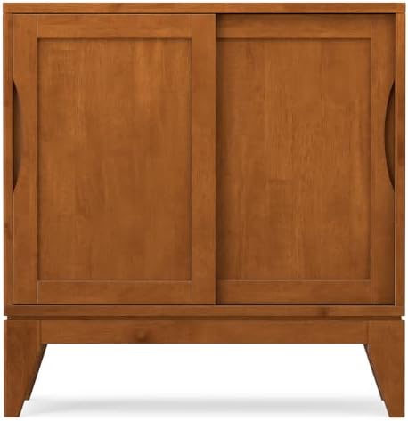 SIMPLIHOME Harper 30" Solid Wood Cabinet in Teak Brown