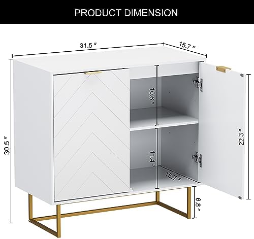 Modern Sideboard Buffet with Storage, Set of 2 Modular Cabinets, White