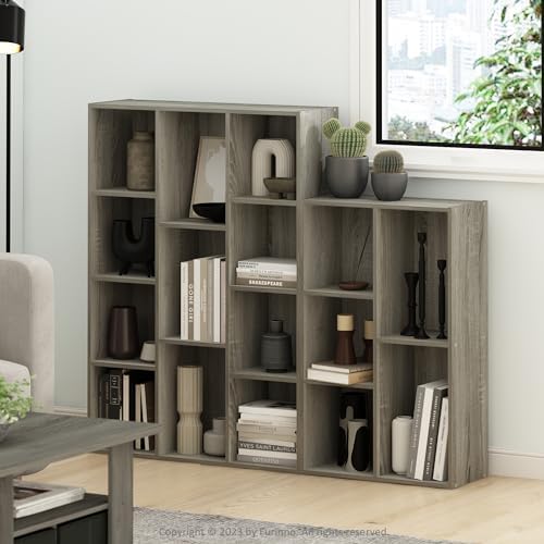 Furinno LUDER Book Shelf, 11-Cube Bookshelf, Reversible Bookcase, 9.4 x 29.1 ...