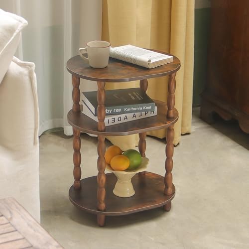 MaxSmeo Side Table, 3-Tier Small End Table, Modern Oval Night Stand Accent Ta...