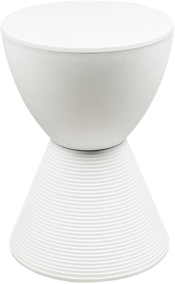Pemberly Row Contemporary Round Plastic End Table, White Finish, 11.75 in x 1...