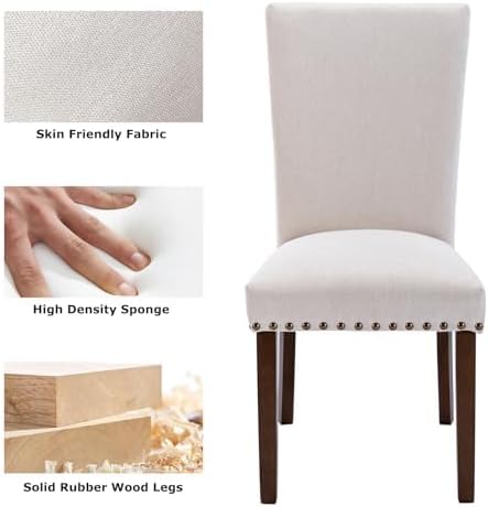 COLAMY Upholstered Parsons Dining Chairs Set of 2, Fabric Dining Room Kitchen...