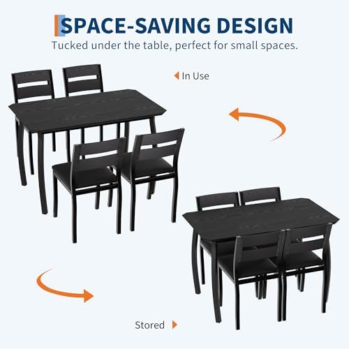 IDEALHOUSE Dining Table Set for 4 Modern Kitchen Table and Chairs Set with Ch...