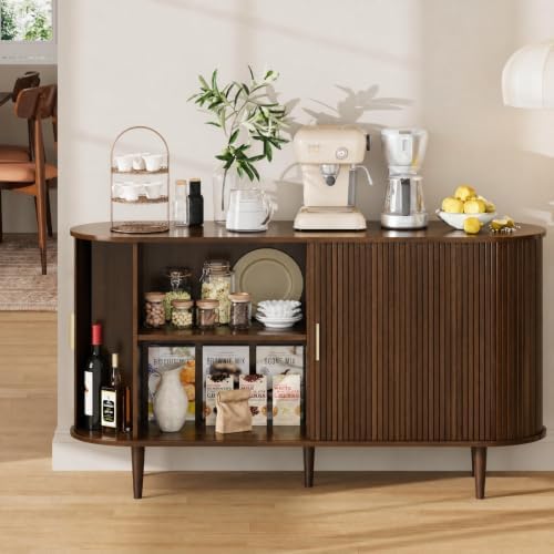 DHH Sideboard Buffet Cabinet with Storage,Mid Century Modern Fluted Accent Co...