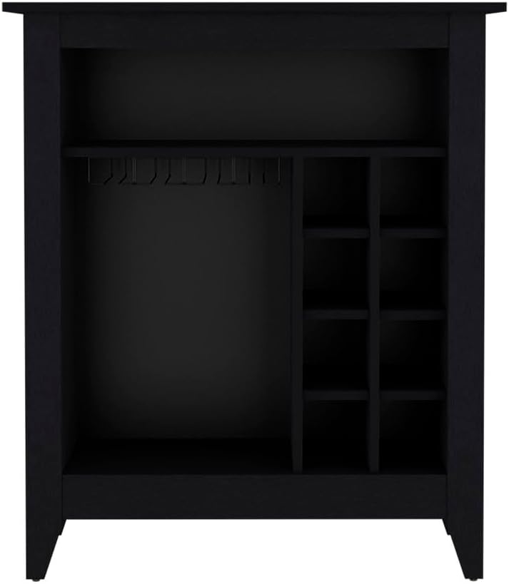 Cabinet Castle with One Open Shelf and Six Wine Cubbies | Black wengue finish...