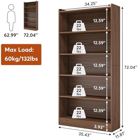 Tribesigns 72-inch Tall Bookcase, Modern 6-Tier White Library Bookshelf with ...