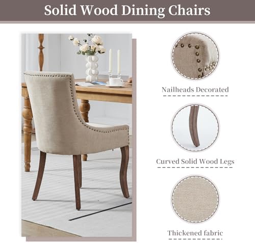 Beige Upholstered Dining Chairs Set of 2, Kitchen & Dining Room Chairs