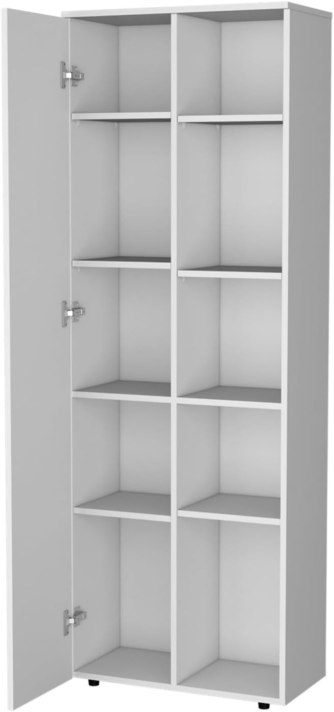 Multistorage Kitchen Pantry with 1 Door and 5 Open Shelves, White,for Kitchen