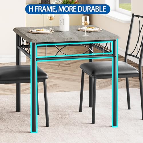 IDEALHOUSE Dining Table Set for 2, Square Dinner Table Sets with 2 Upholstere...
