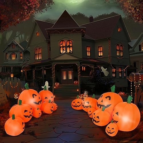 8FT Long Halloween Inflatable Pumpkin Patch Fall Inflatable Thanksgiving Infl...