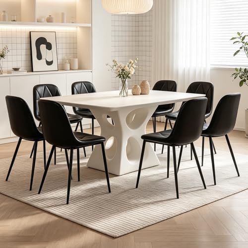 Set of 4 Black Dining Chairs – Modern Armless Kitchen & Dining Chairs, Fa...