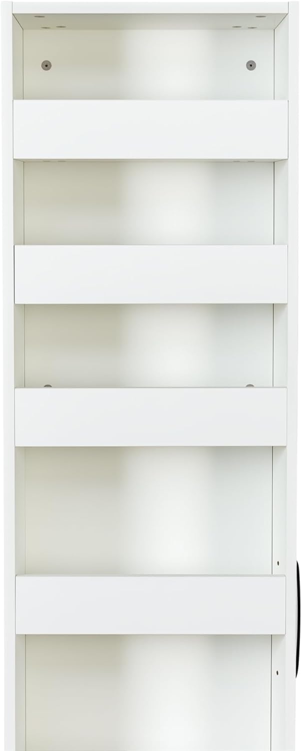 7 Tier Pull-Out Storage Cabinet with Handle & Wheels, Tall Narrow Spice R...