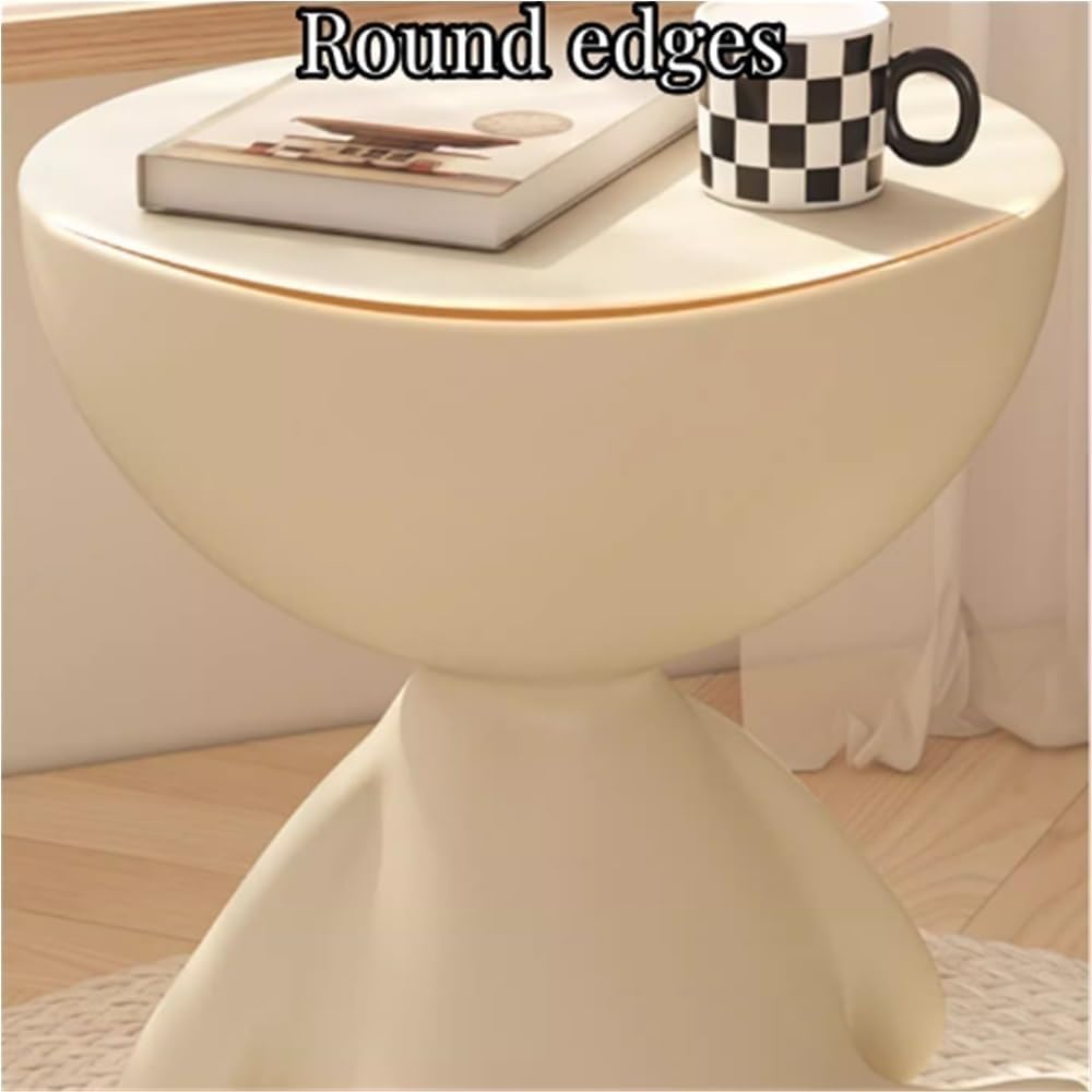 Round End Table with Storage, Cute Sofa Side Table, Versatile Nightstand, Mod...