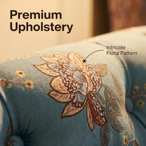 47.25" Victorian Vintage Settee Armless Loveseat with Wing Back(Blue A) ...