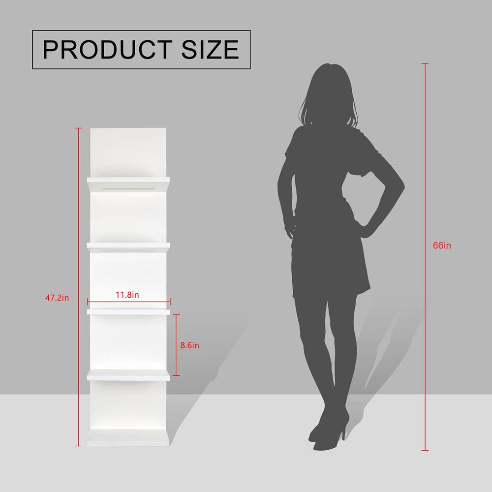 5 Tier Wall Shelf Unit, White, RGB Lack Shelf with Light