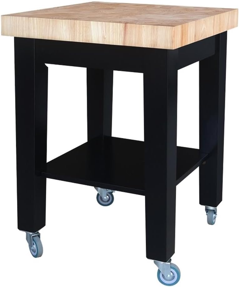 Pemberly Row Kitchen Island, 24"W x 24"D x 33"H, Solid Parawoo...