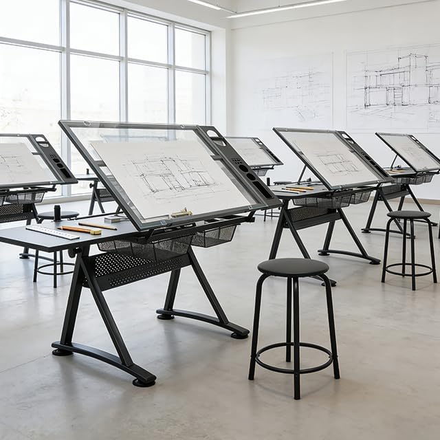 Magshion Drafting Table Adjustable Drawing Table w/Stool