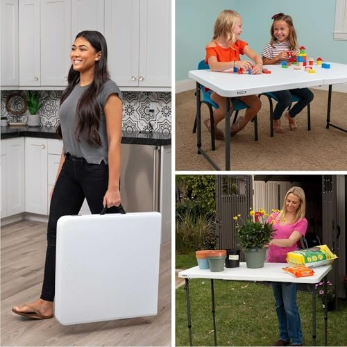 LIFETIME Fold-in-Half Adjustable Folding Table, 4-Foot