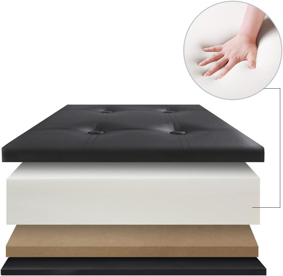 Camabel 43 Inch Folding Storage Ottoman Bench 125L Hold up 700lbs Ottoman wit...