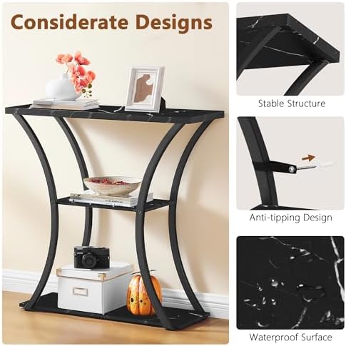 Hoctieon 3 Tier Console Table with Open Wood Shelves, Decorative Entryway Tab...
