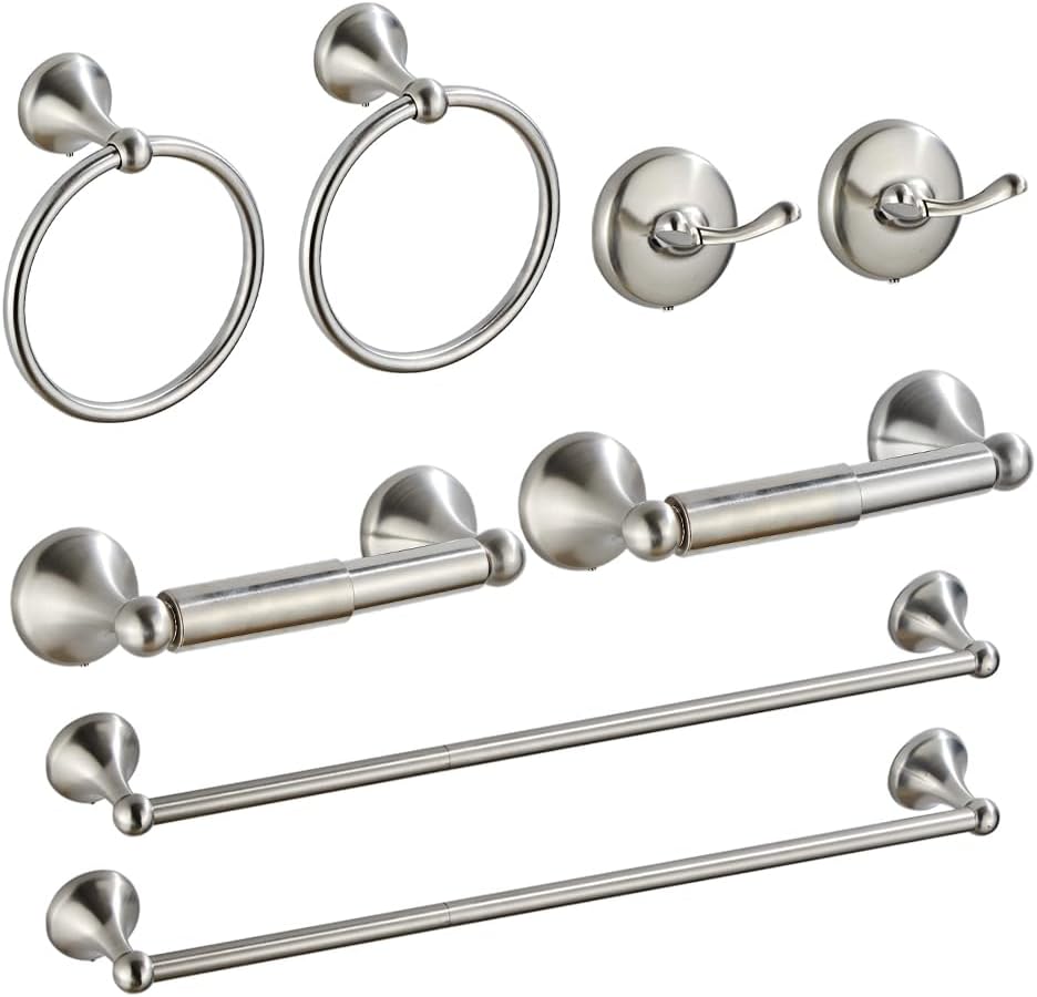8 Piece Bathroom Accessory Set(Adjustable Towel Bar, Towel Ring, Toilet Paper...