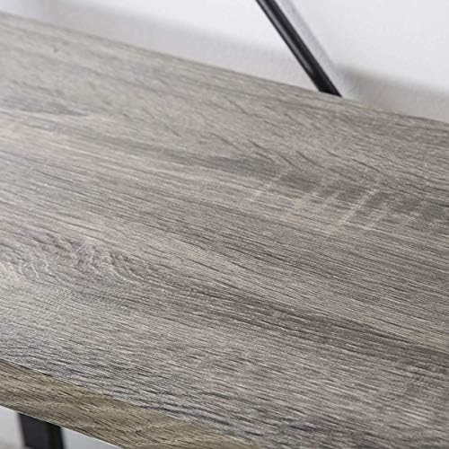 HSH 4-Shelf Bookshelf, Industrial Bookcase for Home Office, Light Grey Oak