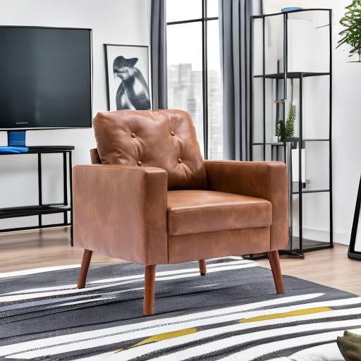 HNY Brown Faux Leather Tufted Accent Chairs