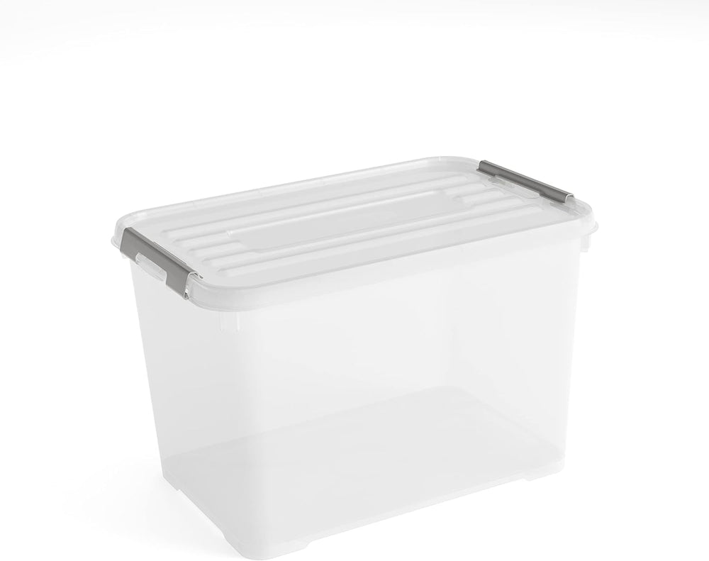 Allibert "Handy Plus Storage Box with Lid, Transparent/Silver, 65 Litre