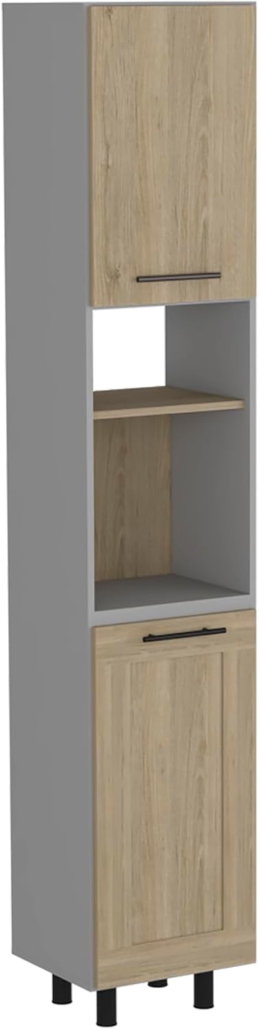 Hasselt Kitchen Pantry, Double Door, Six Shelves -Light Pine