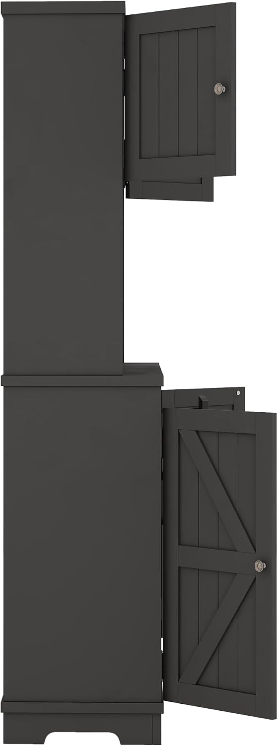 Farmhouse Kitchen Buffet Cabinet with Storage, Black Food Pantry Organizer wi...